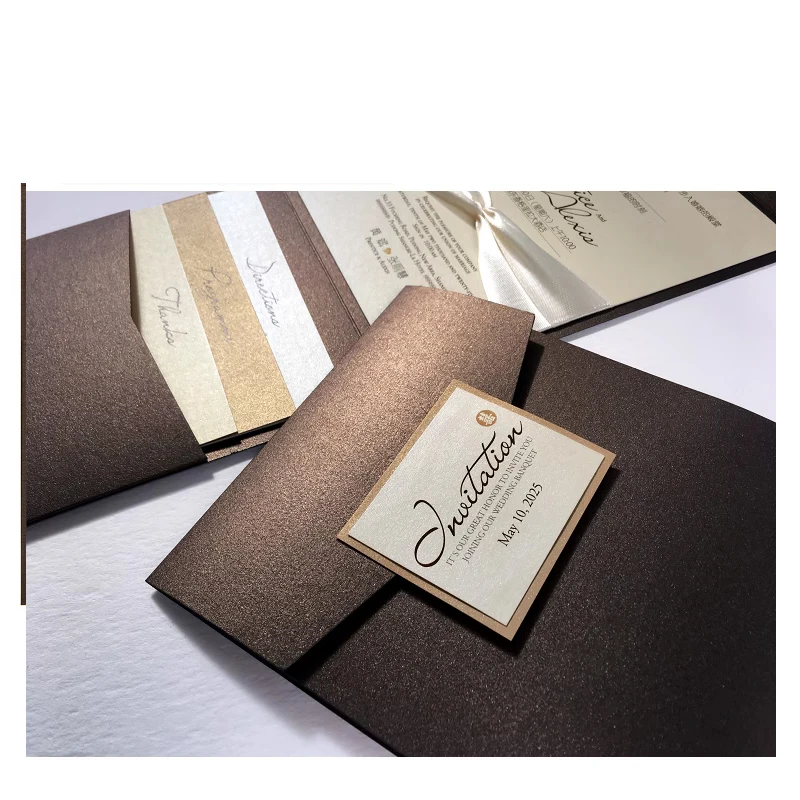 

Customized Champagne Wedding Invitation Customized Printing | European High end Texture Wedding Invitation Overseas Card Inserti