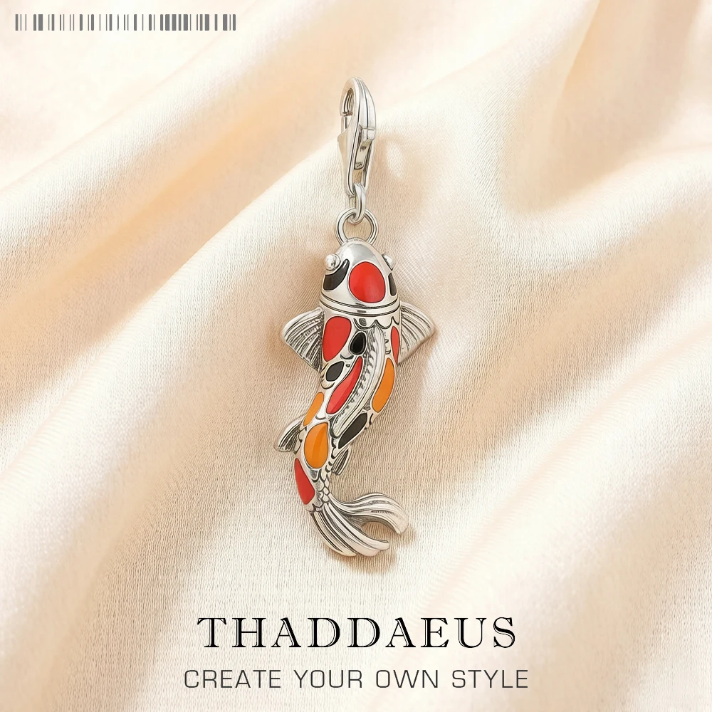 Colorful Koi Fish Charm Europe Style Club Good Jewelry Trendy Gift In 925 Sterling Silver