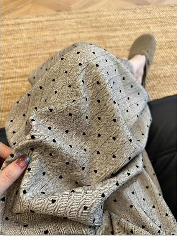 

Retro Kaki Polka Dot Women's Autumn 2024 New Striped Suit Pants Floor-Length Wide Leg Pants Long Trousers Korean Style Commute
