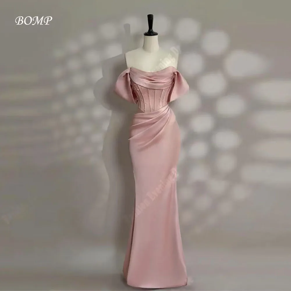 

BOMP 2025 Popular New Pink Women's Mermaid Modern Evening Dresses Off Shoulder Customized Prom Gowns Sleeveless Ball Robes De So