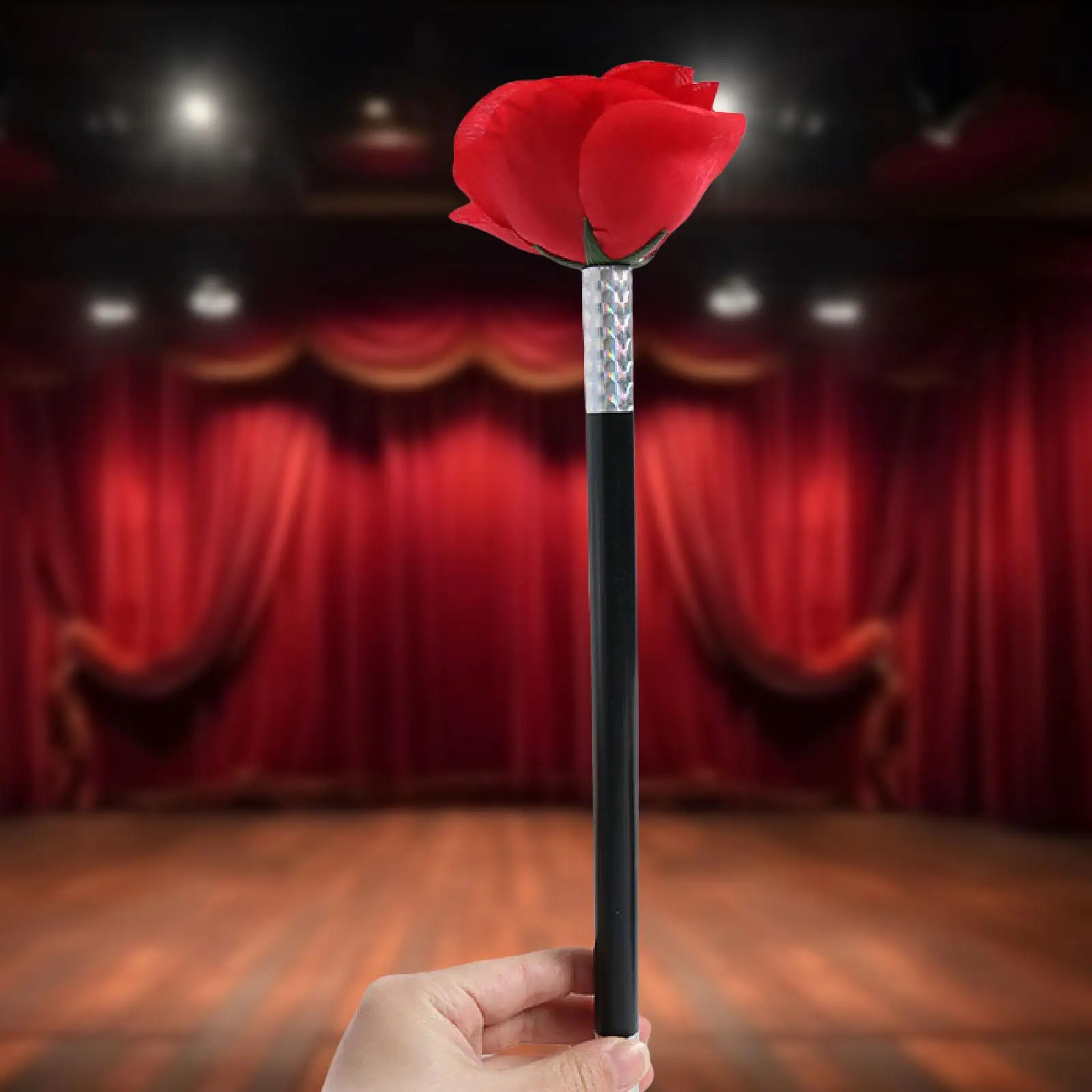 ローズフラワーのマジックトリック、フラワー出現クローズアップおもちゃ小道具魔法の杖、子供向けエンターテイメント大人向け練習用
