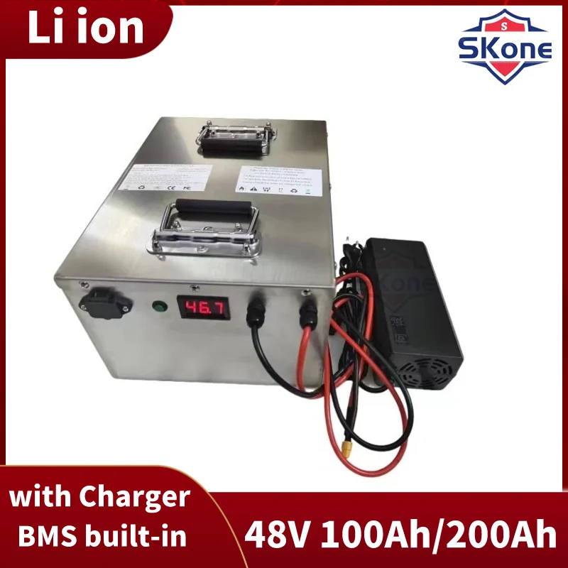 

SKone 48V 100Ah 200Ah Lithium battery for 18kw 10kw inverter solar panels telecommunication Forklift ups+Charger