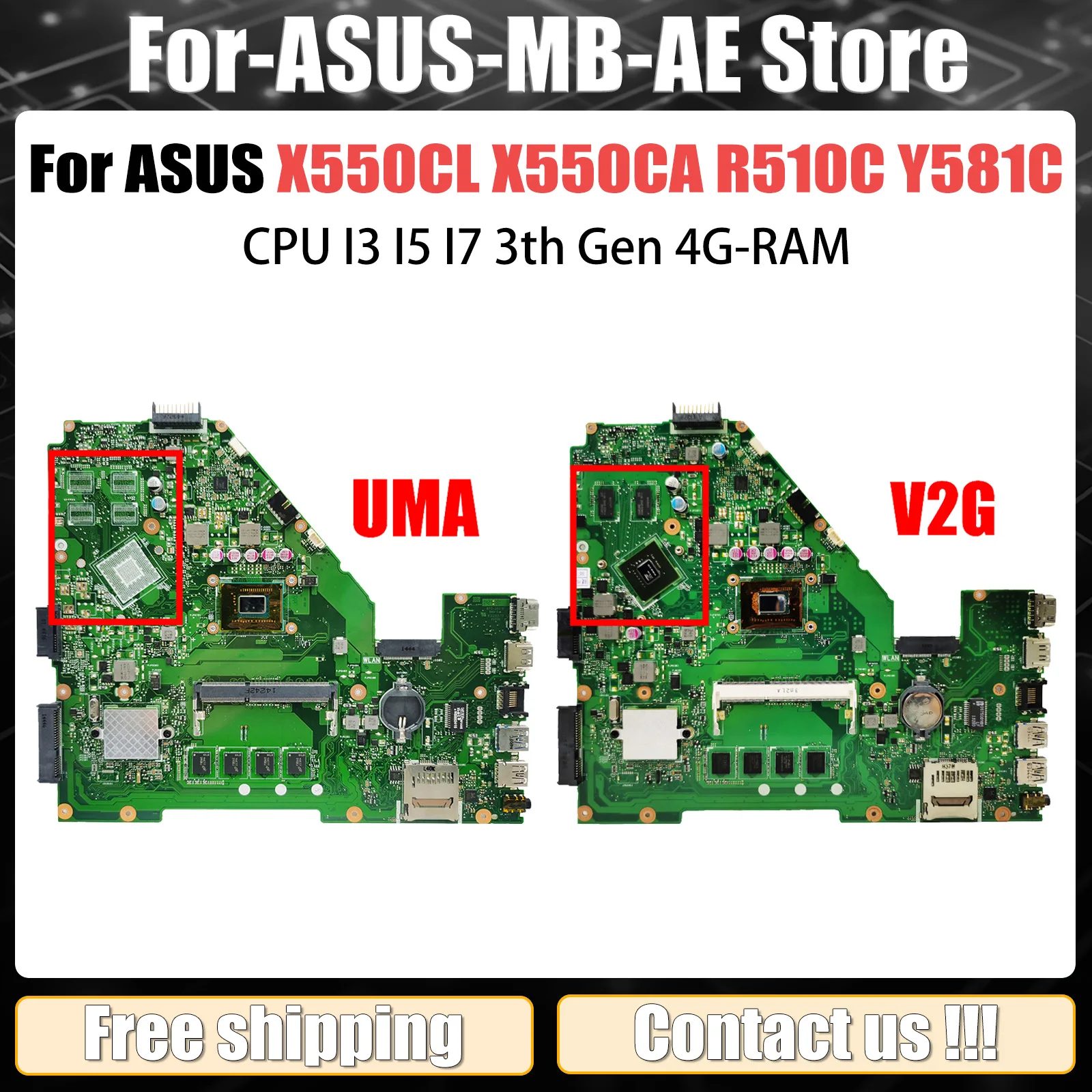 X550CL Mainboard For ASUS X550CA X550CC R510C Y581C X550C Laptop Motherboard CPU I3 I5 I7 3th Gen 4G-RAM GT710M