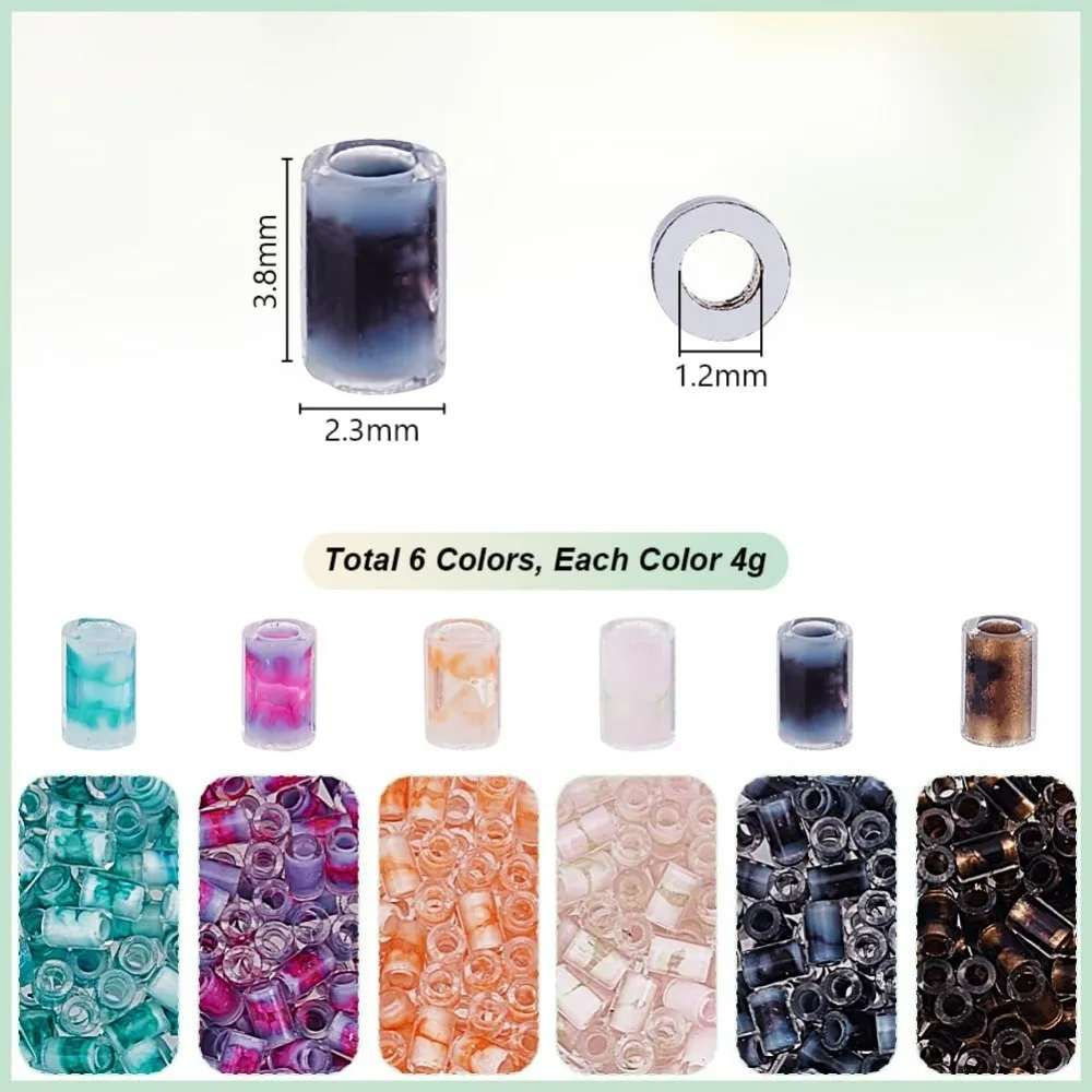 720 قطعة 6 ألوان أنبوب الخرز 24 جرام 3.8 مللي متر الزجاج البذور الخرز اسطوانة البذور الخرز التطريز الخرز أنبوب صغير الحرفية فاصل #2