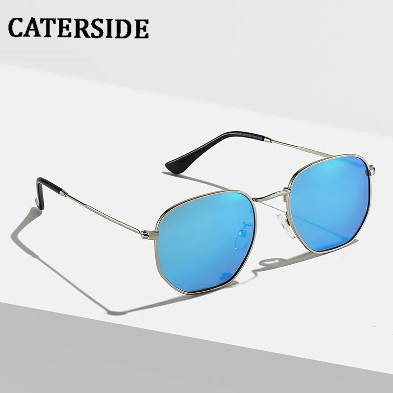 

Steel Frame POLARIZED Hexagon Sunglasses Men Women Square Polygon Sun Glasses Brand Designer Retro Shades Mirror Eyewear Driving