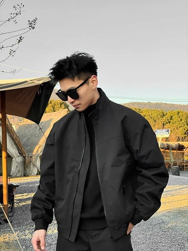 

Мужская летная куртка с воротником-стойкой, износостойкая, в американском рабочем стиле, из полиэфирного волокна, с длинными рукавами, на молнии