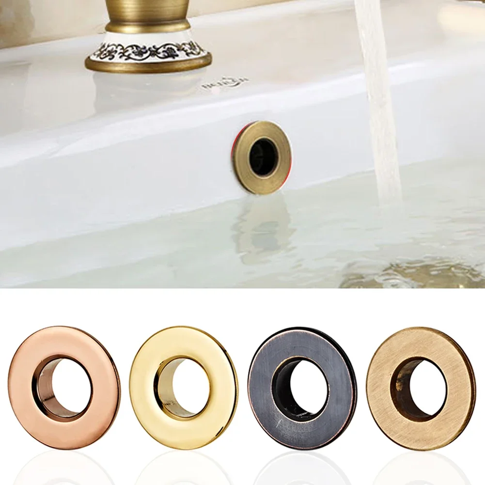 Overflow Cover Black Silver Gold Vintage Bronze Brass Bathroom Basin Faucet Sink With Six-foot Ring Insert Replacement