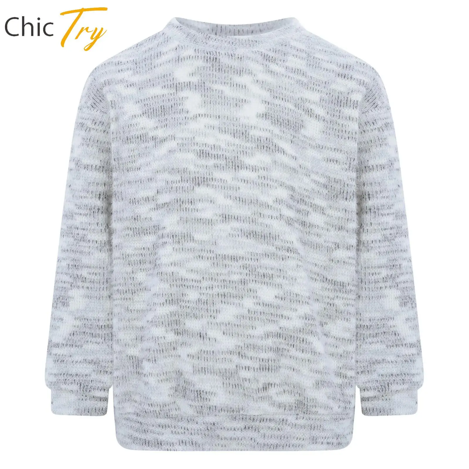 

Child Girls Fashion Casual Cozy Sweater Long Sleeve Round Neck Knitted Pullover Top for School Home Travel Park Outdoor Clothes