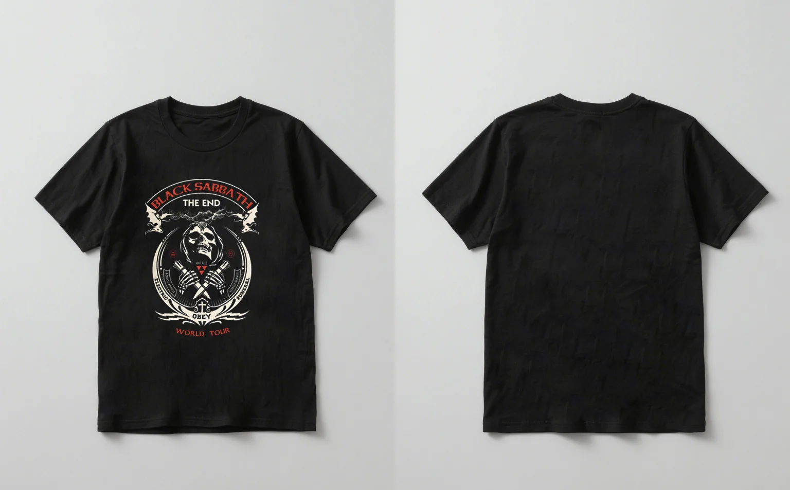 

2025 New black Sabbath Band logo printed black short-sleeved T-shirt casual rock music top suitable for both men and women