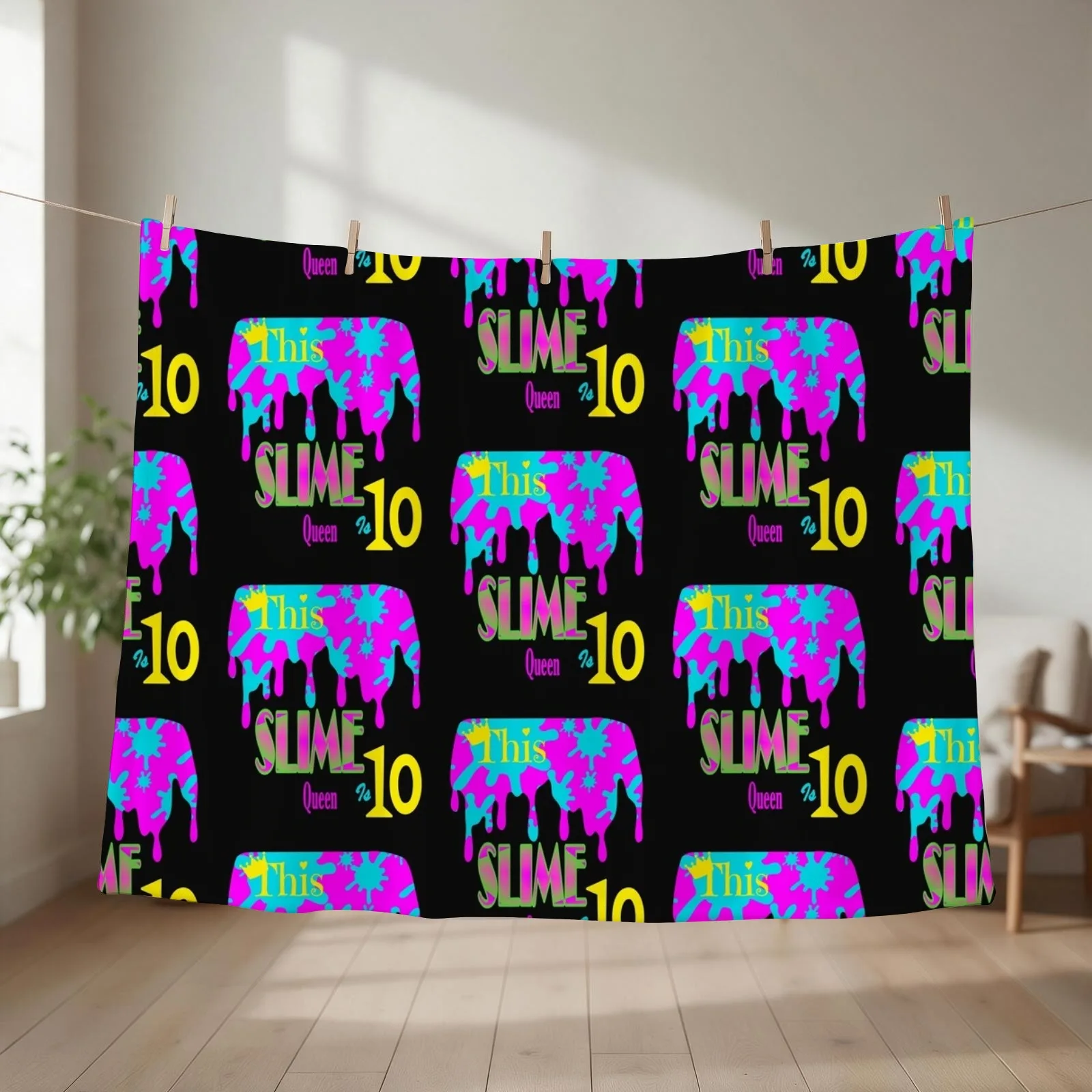 Slime Glitter Party Throw Blanket couch cozy soft plush fuzzy picnic outdoor blanket