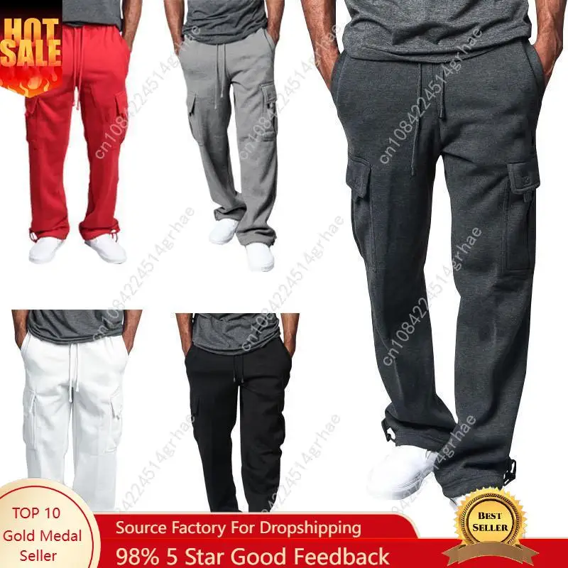 

Men's Overalls Casual Sports Pants Breathable Soft Winter Fitness Exercise Running Training Trousers Black White Gray