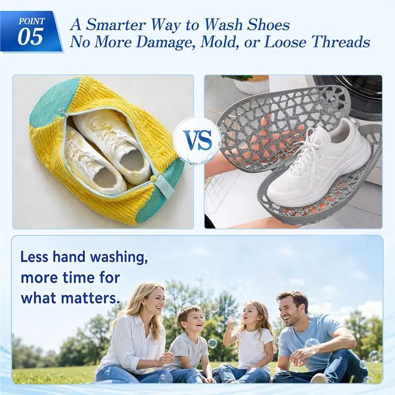 PORK-Shoe Laundry Bag Shoe Cleaning Bag Silicone Sneaker Wash Bags, Add Surface Contact While Water And Detergent Flow Through