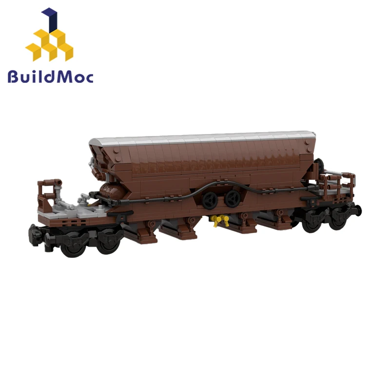 

MOC For 10277 Freight Train Building Block Hoppered wagon brown Railway Caboose model Boxcar/Goods wagon Model Brick Kids Gift