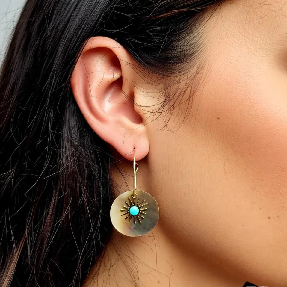 Bohemia Trendy Stainless Steel Geometric Shell Circle Stone Sun Dangle Earrings for Women Charm Summer Beach Jewelry Colorfast