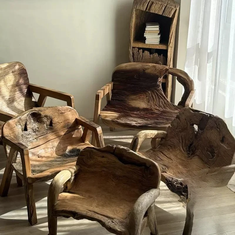 

Quiet wind solid wood stool outdoor balcony back chair villa courtyard tea room owner lying chair