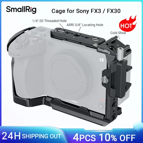 Smallrig gaiola para sony fx30/fx3 câmera gaiola rig kit com braçadeira de cabo sapata fria nato ferroviário acessórios para microfone luz 4183