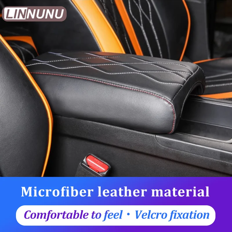 LINNUNU Armrest cover Fit for Great Wall GWM Tank 300 Car Center Control Armrest Box water ripple Microfiber Leather Cover Trim