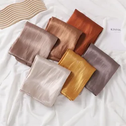 Hot Premium Satin Crinkle Hijab Scarf Plain Muslim Women Hijabs Breathab Islam Women Turban Pleated Scarf Ramadan