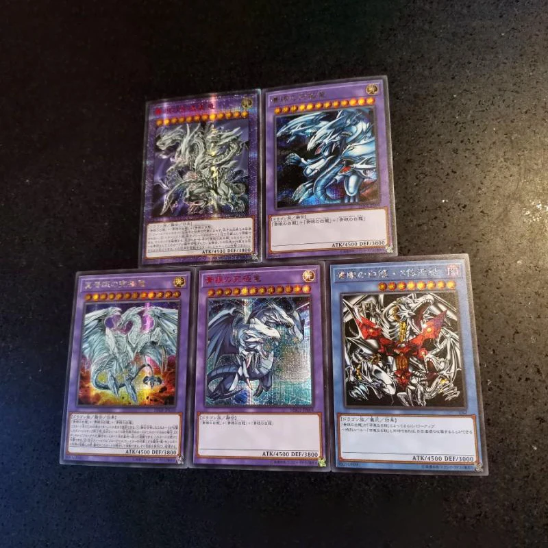 5Pcs/set 5.9*8.6Cm Yu-Gi-Oh! Blue-Eyes White Dragon Diy Self Made Card Color Flash Anime Game Collection Card Cover