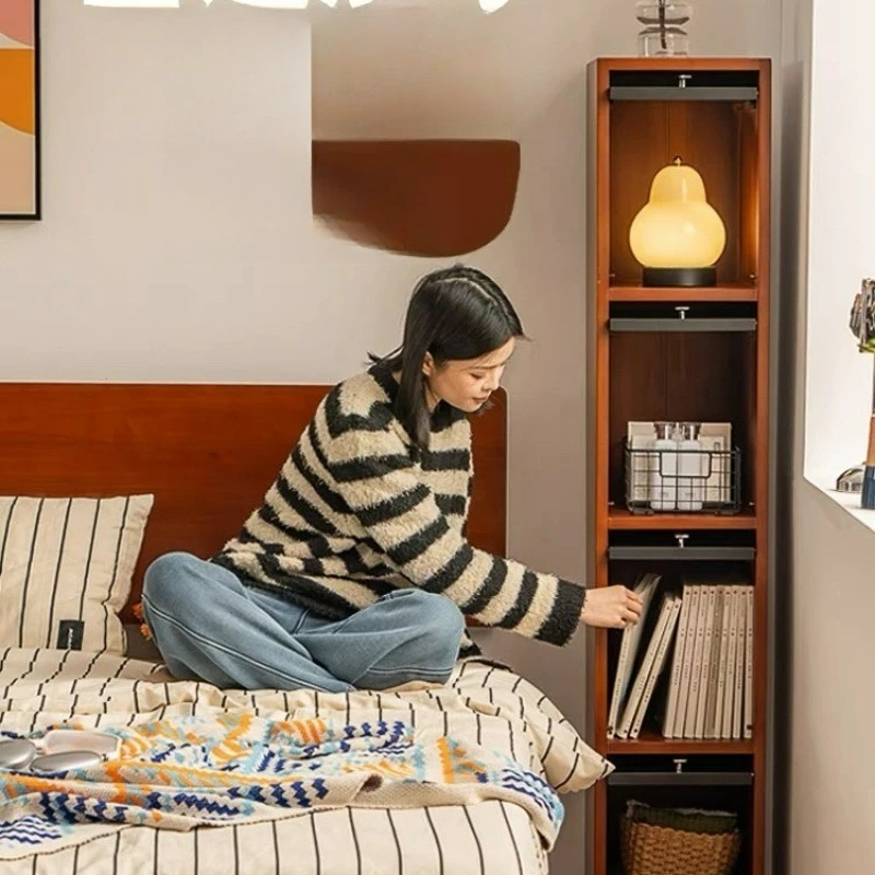 خزانة جانبية ضيقة جدًا، غرفة المعيشة، خشب متين، تخزين أرضية