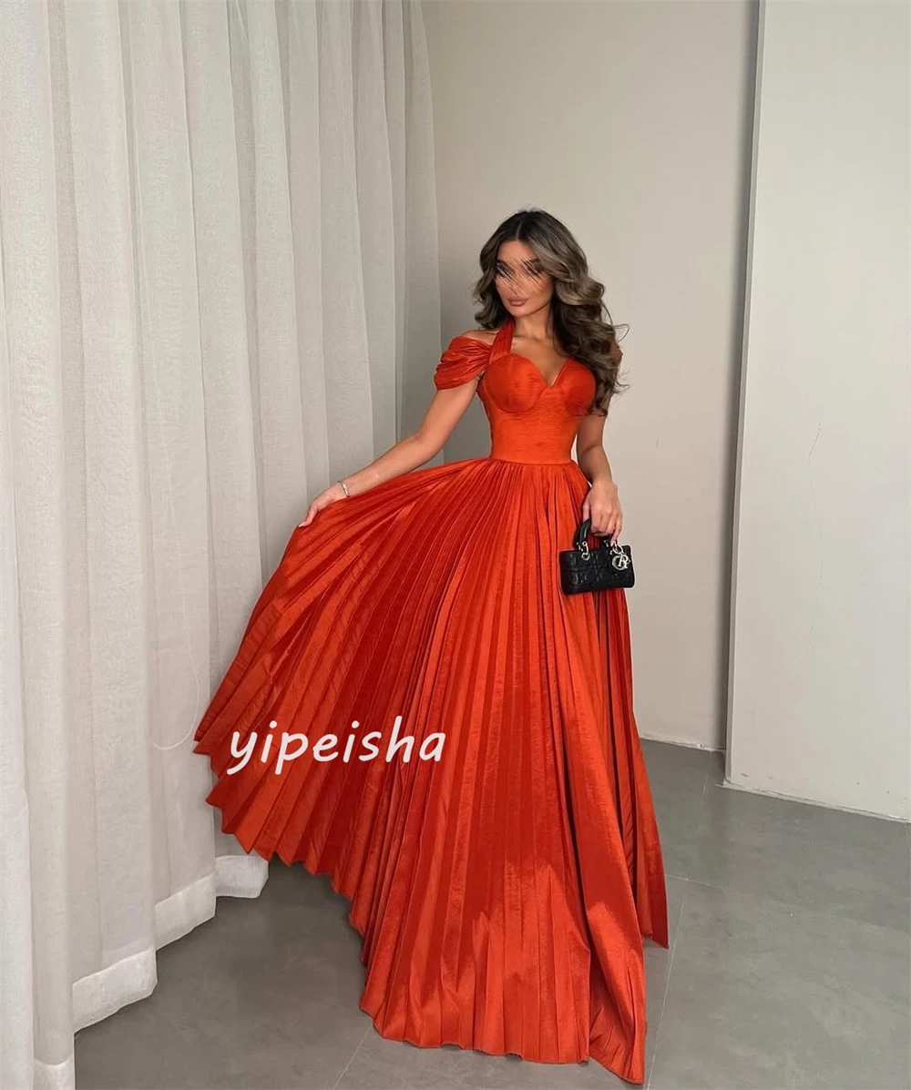 カスタマイズされたモダンなスタイルのシンプルなシャーリングプリーツAラインオフショルダーロングドレスオーダーメイドの特別な日のドレス高品質フォーマル