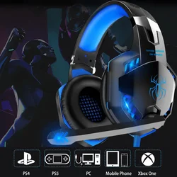 3.5mm noszona na głowę słuchawki przewodowe G2000 zestaw słuchawkowy do gier do PC Desktop PS4 PRO Gamer słuchawka z mikrofonem zestaw słuchawkowy Stereo światła LED