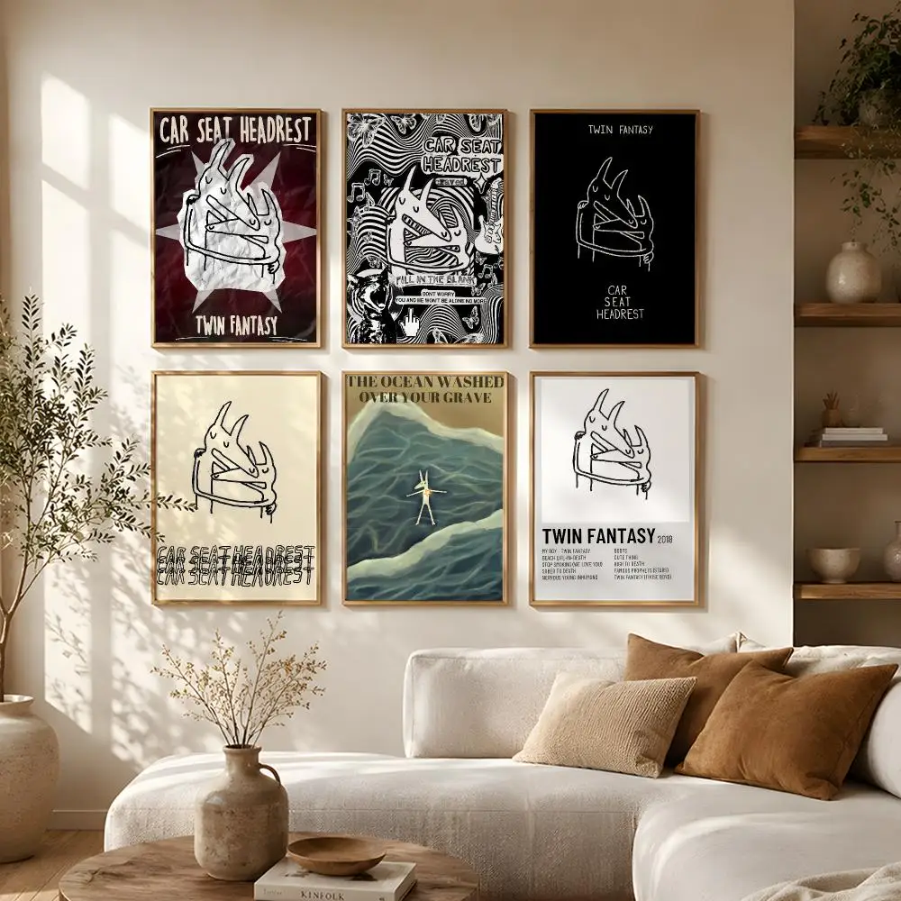 Music Car Seat Headrest Poster Self-Adhesive HD Mural Wall Decals, Living Room Bedroom Home Decor Gift