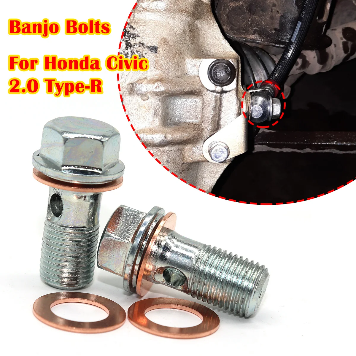 

Left Right Caliper Hose Lines Banjo Fittings Bolts For Honda Civic 2.0 Type‑R S2000 CRV MK3 Copper Sealing Crush Washers Repair
