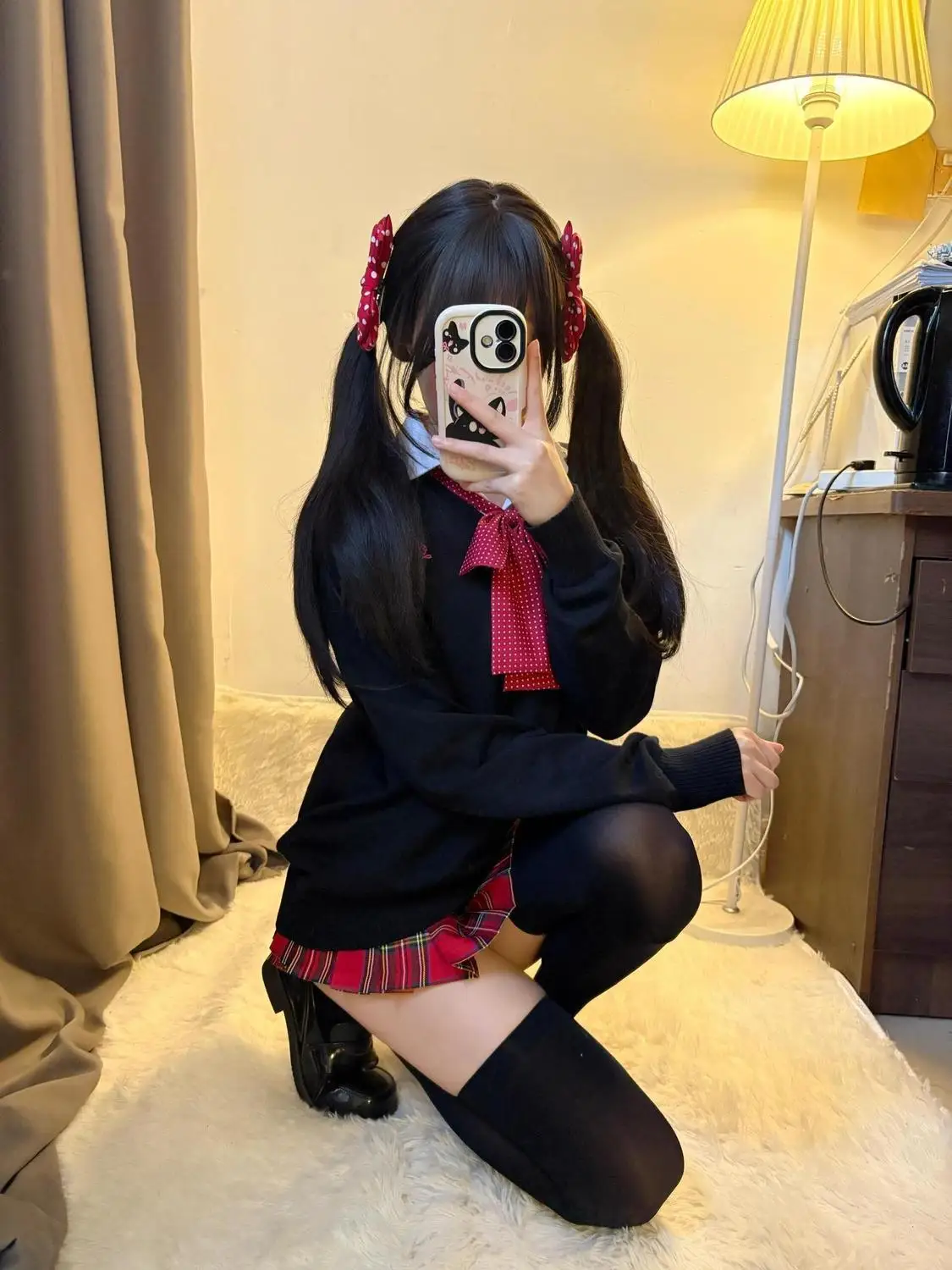 

Small Pepper Jk orm Set Women's Student School orm ort Skirt College Plaid Skirt Versatile Knitted Sweater