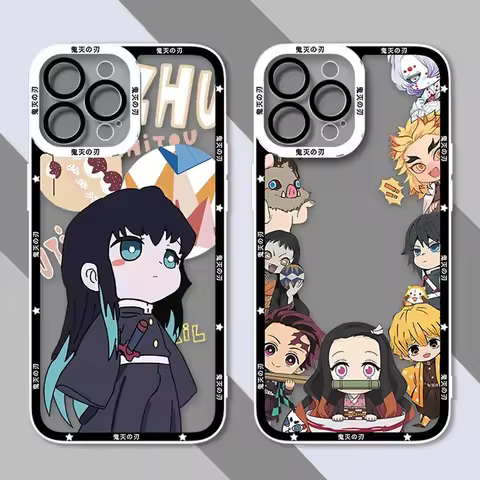 Cute Demon Slayer Phone Case For Samsung Galaxy S24 S23 S22 Ultra S21 S20 FE Note 20 10 Plus A15 A25 A35 A55 Soft Silicone Etui
