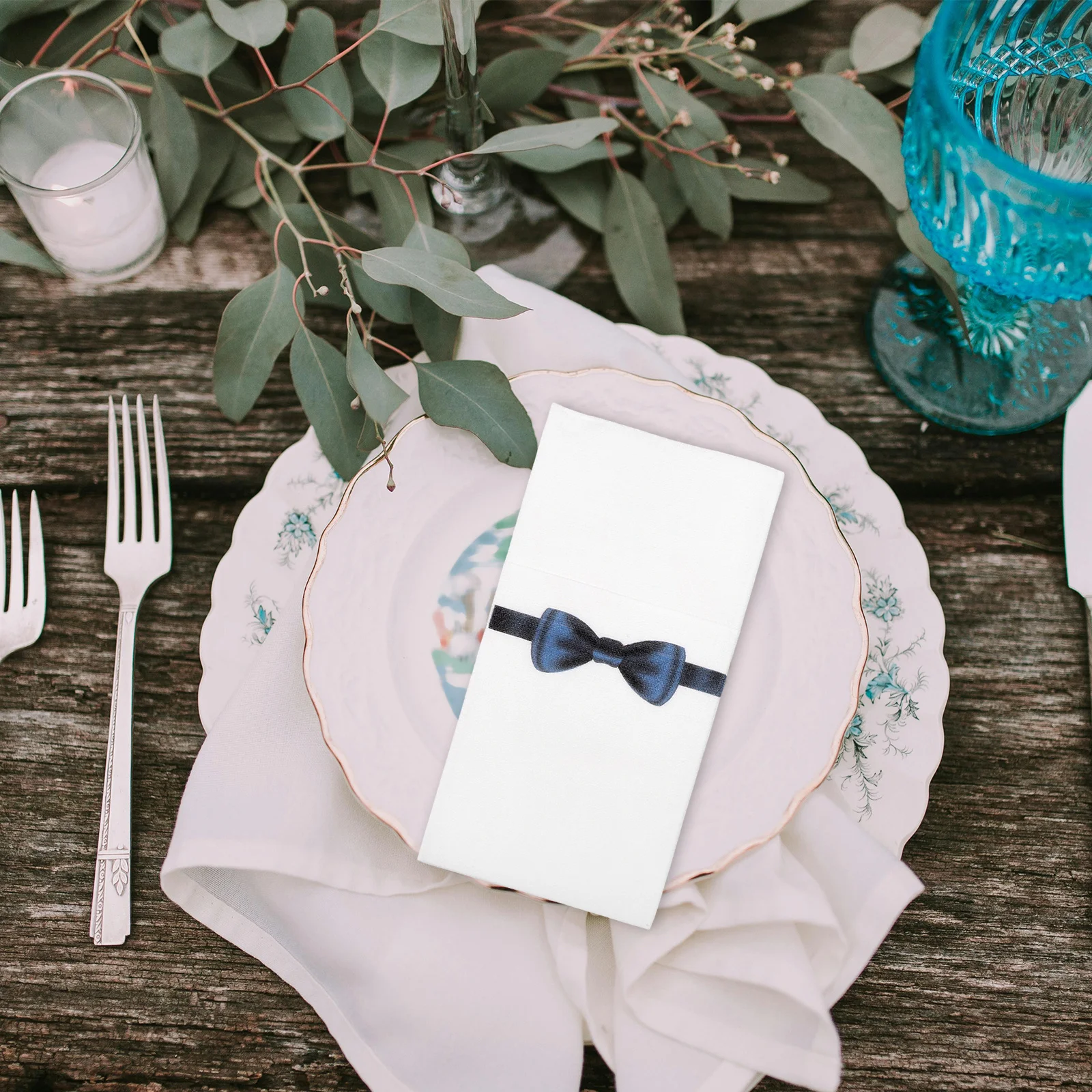 50 قطعة سكين شوكة منديل أدوات المائدة الورقية التعبئة والتغليف المناشف لمطعم فندق المطبخ استخدام المدمجة طوي المتاح ضيف