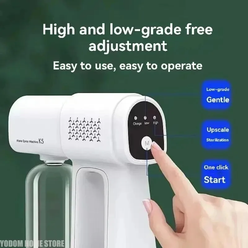 High-Quality Wireless Nano Atomizer Disinfectant Gun Blue Light Steam Spray Machine with Large Capacity Tank & Type-C Port