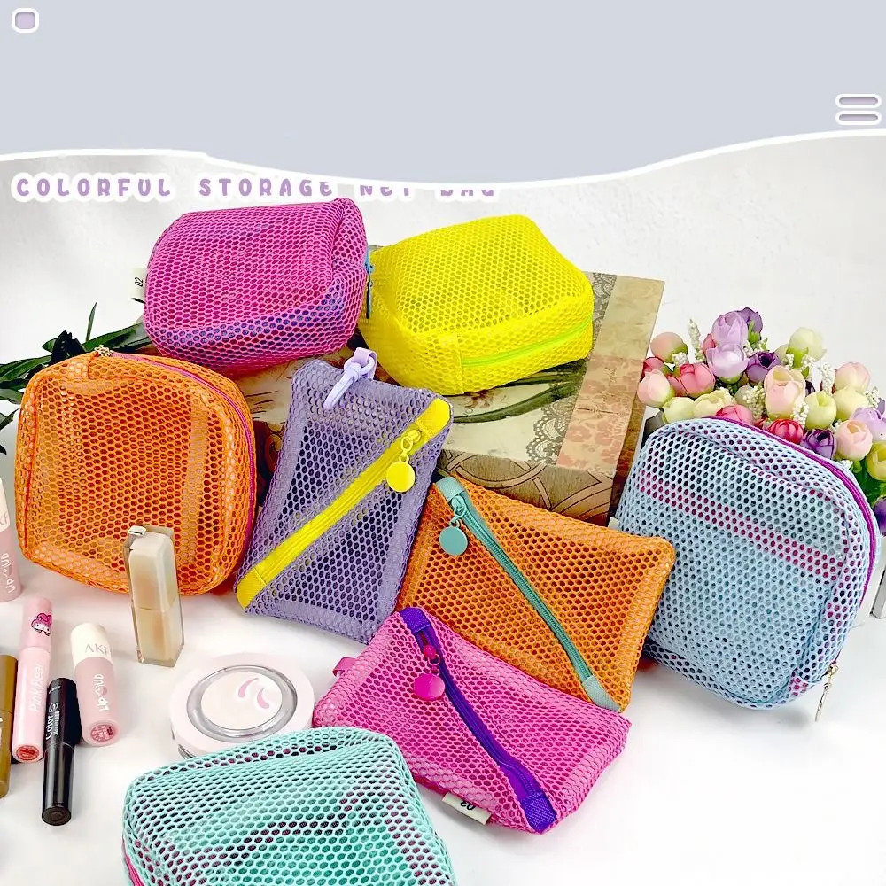 Lightweight Mesh Zipper Bags Visibility Portable Mini Makeup Pouch Large Capacity Space Saving Travel Toiletry Pockets Lipstick