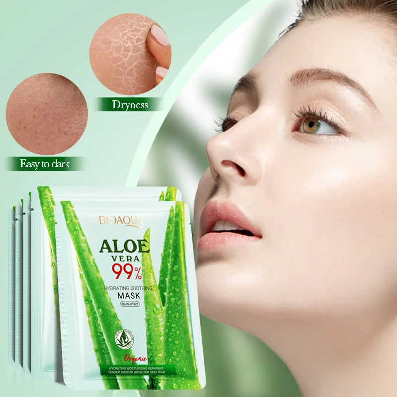 1 Piece BIOAOUA Aloe Hydrating Soothing Facial Mask Moisturizing Preventing Roughness and Dryness Face Mask Sheet Skin Care