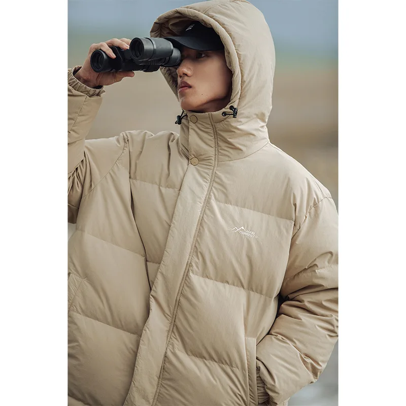 Koreanischen Stil Verdickte Mit Kapuze Baumwolle Jacke Männer Winter Lose Trendy Stickerei Winddicht Mantel Oberbekleidung Männer Kleidung AU-252