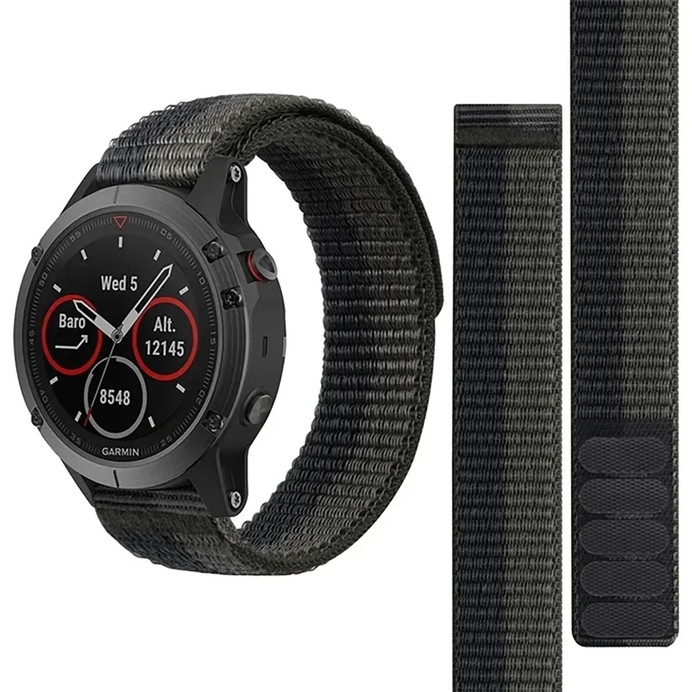 26mm 22mm Hook Loop Nylon Strap Watchband For Garmin Fenix 6X 6 Pro 5X 5 7X 7 Epix 2 Forerunner 965 955 945 935 Watch Bracelet