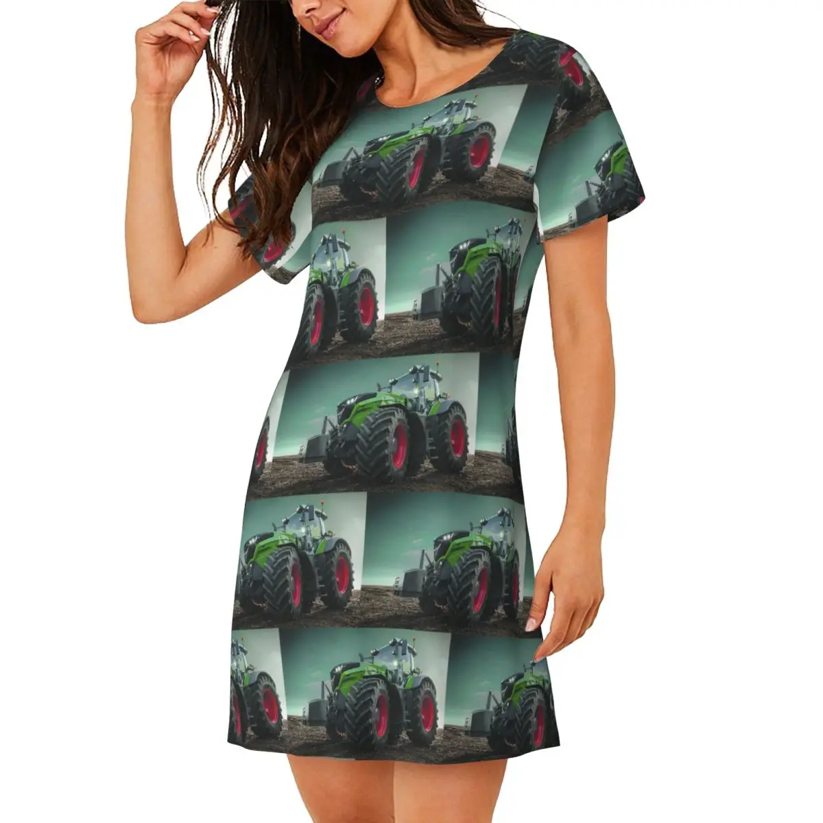 

Custom Farming Tractor Fendt Short Sleeves Nightdress For Sleeping Sleepshirts Women Short Sleeve Nightgowns Soft Pajama Dress