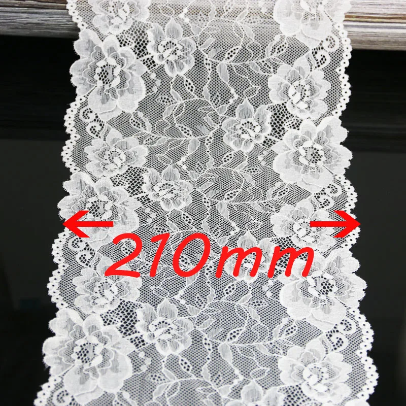 (3 meters/lot) 21cm white elastic lace Fabric hollow underwear stretch lace Trim DIY ribbons