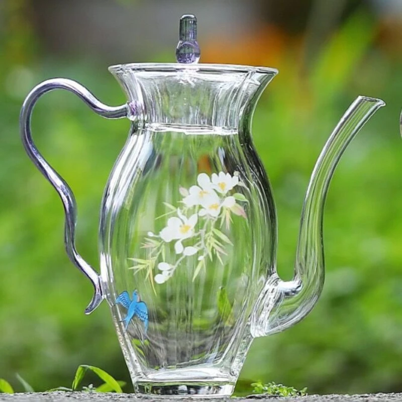 LMM Chinese narcissus pot heat-resistant borosilicate glass bionic pot household small fresh hand pot