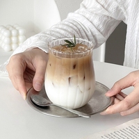 Transparent Glass Cup Dessert Juice Milk Drinkware Mug Party Glasse Teacup Beer Coffee Cups 350/465/500ML Home Kitchen Supplies