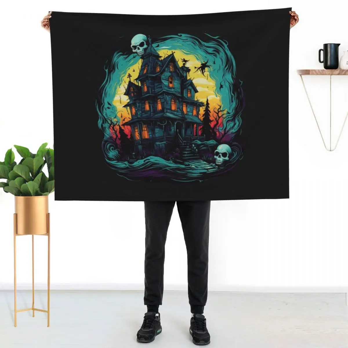 Haunted House Throw Blanket No Pilling Soft Warm Blanket for Bed