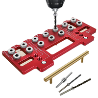 1 Set Handle Pitch Punch Hole Locator, Shelf Pin Drilling Guide Jig,Aluminum Pocket Hole Jig Kit,Straight Hole Drilling Template