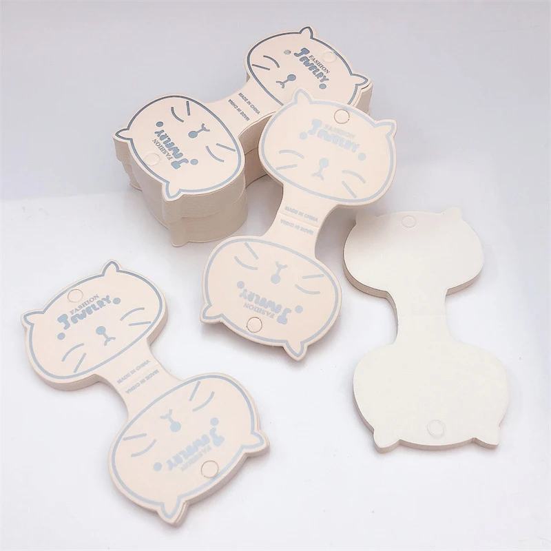 

〔CC〕 | 50 шт. картонных бирок из крафт-бумаги с изображением кошачьей мордочки, ручной работы, для демонстрации украшений для волос, с штампом [88]