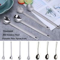 Portable Titanium Spoon Pure Titanium/304 Stainless Steel 7 Styles Ultralight Titanium Cookware Square Chopsticks Outdoor Tool