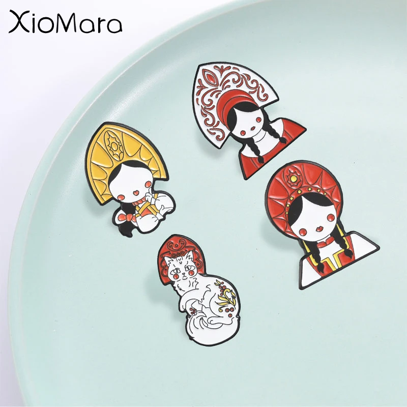 Russian Traditional Ethnic Headwear Enamel Pin,Various Types of Headwear Design Badge, Fashion Accessory, Ethnic Souvenir Gift