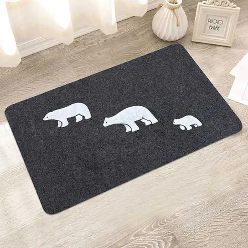 Three Bear Doormat Hallway Entrance Door Mat 40x60cm Red Black Polyester Fiber Waterproof Anti-Slip Decorative Shoes Clean Mats