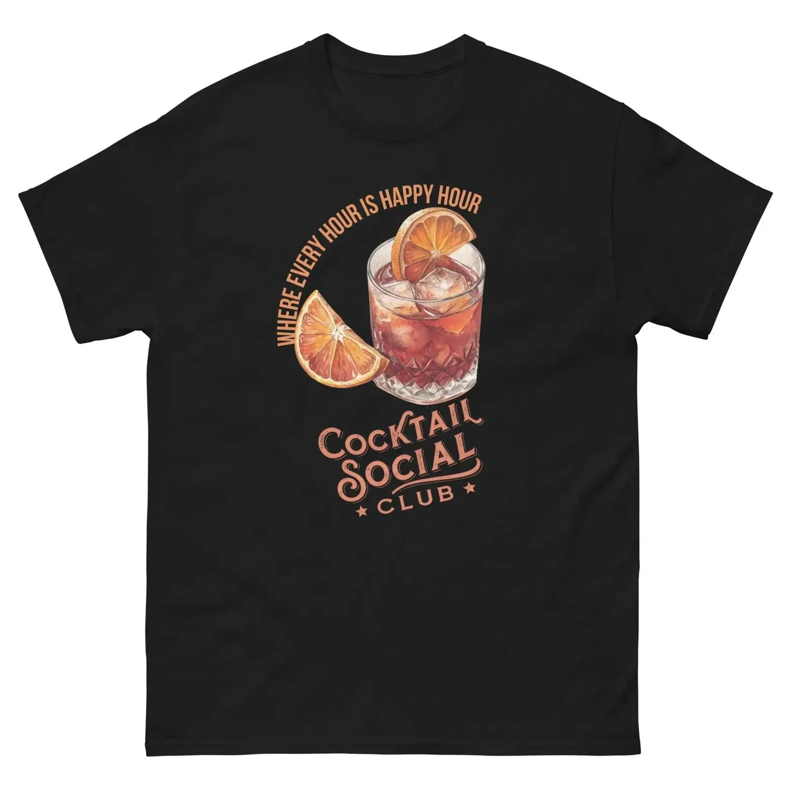 Negroni Cocktail T Shirt Happy Hour Drink Bar vintage Washed designer clothes Breathable Slightly Top For Everyday Wear