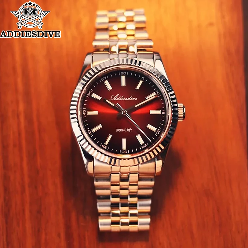 ADDIESDIVE Simple Sapphire Watch For Men Ultra-thin Quartz Movement Gradient Sun Dial Watches BGW9 Luminous AD2073 reloj hombre