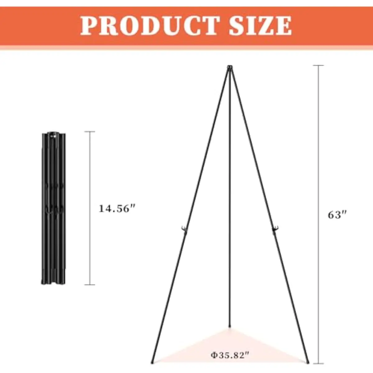 Portable Lightweight Metal Easel Stand for Signs Paintings Posters Adjustable Height Tripod Design Non-Slip Feet Foldable Compac