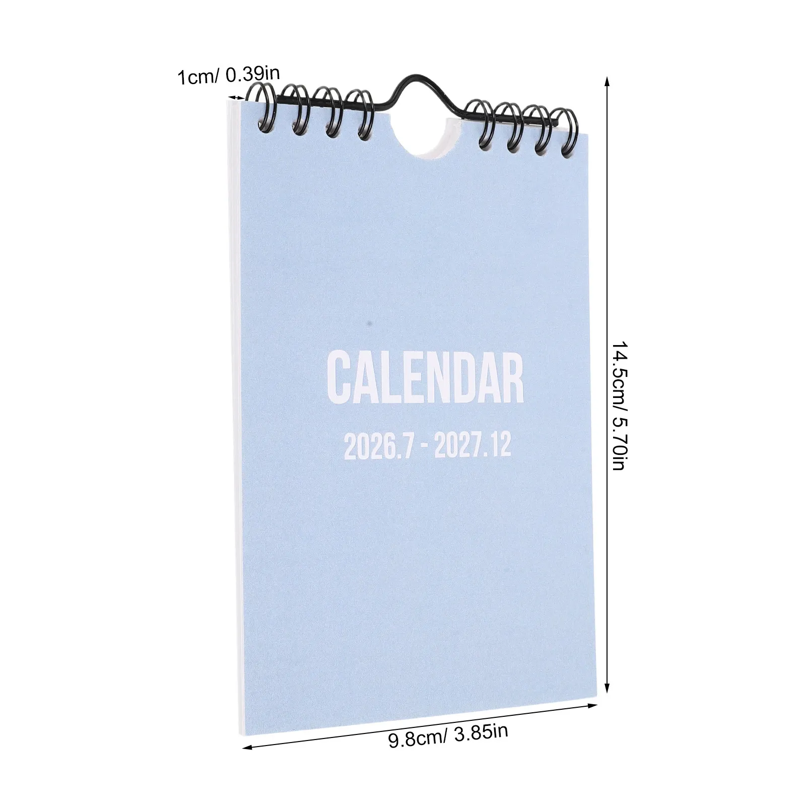 Small Wall Calendar 2026-2027 Sky-Blue Compact Mini Spiral Desk Calendar Notepad with Stand Space-Saving Office Dorm Decor